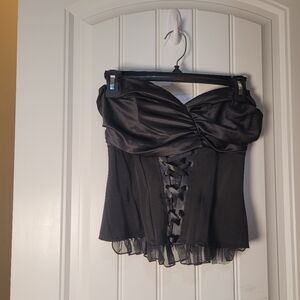 Vintage black Morgan De Toi Satin Corset Top. No size, see measurement on photos